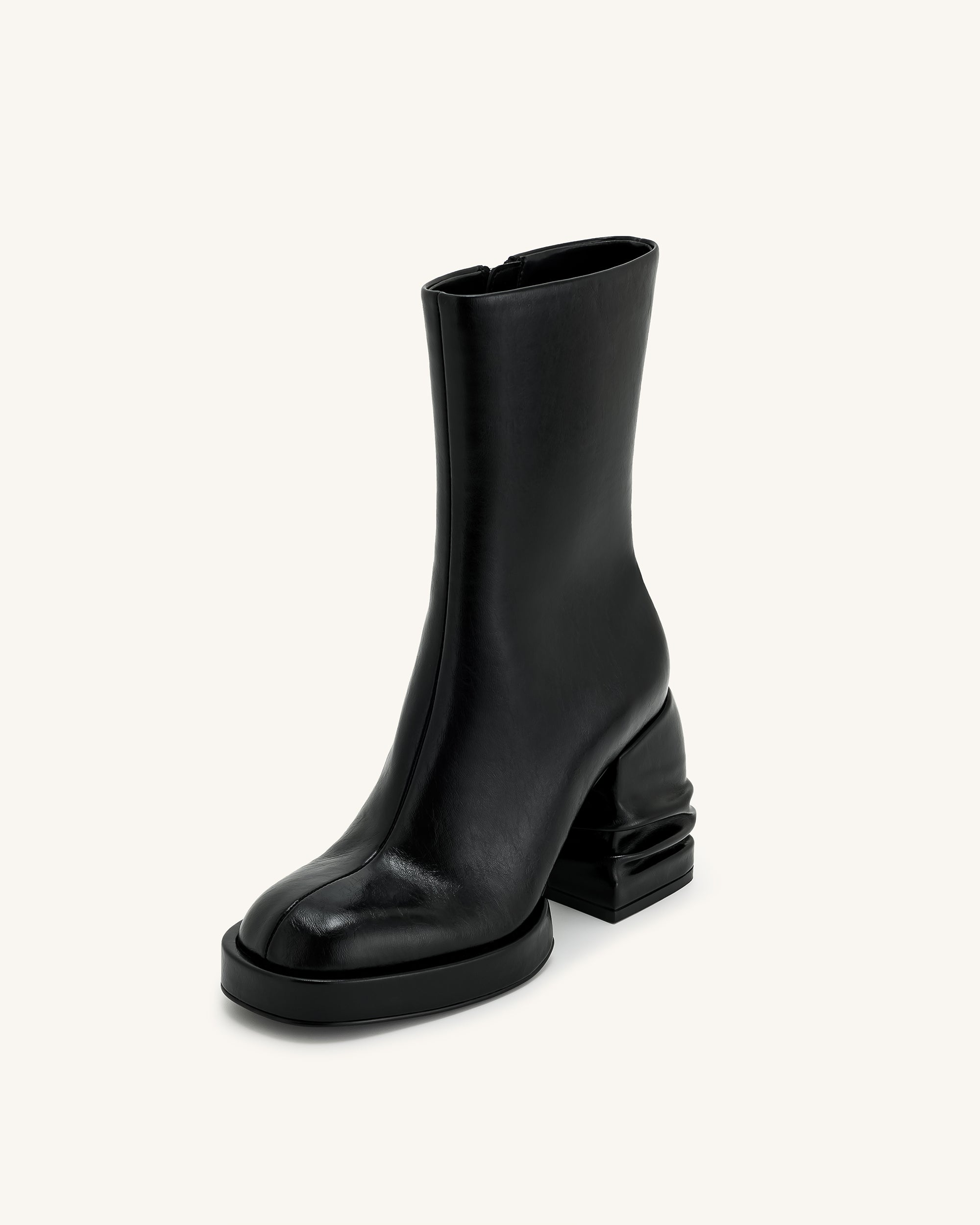 Saylor Round Toe Platform Ankle Boots - Black - Image 6