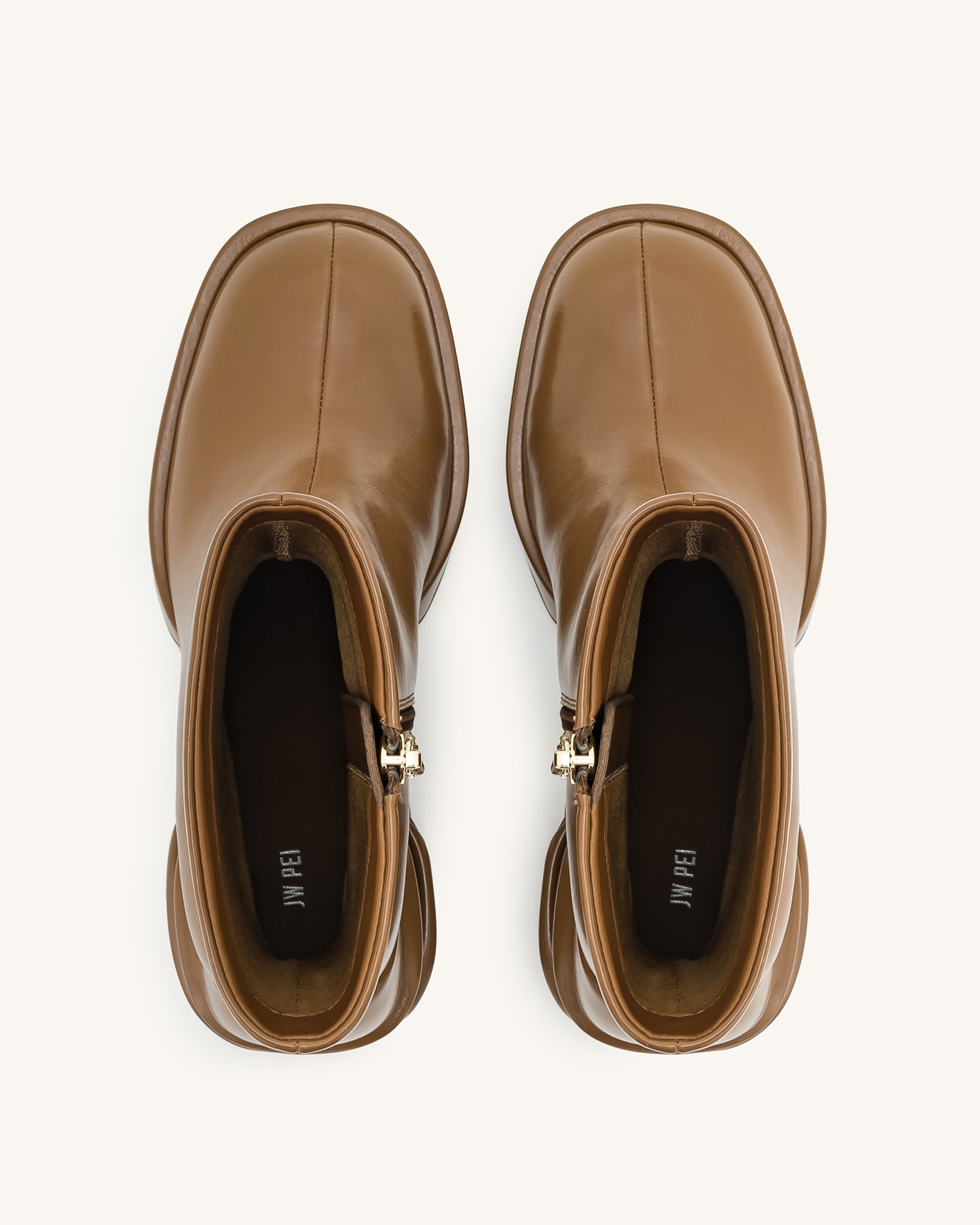 Saylor Round Toe Platform Ankle Boots - Brown - Image 3