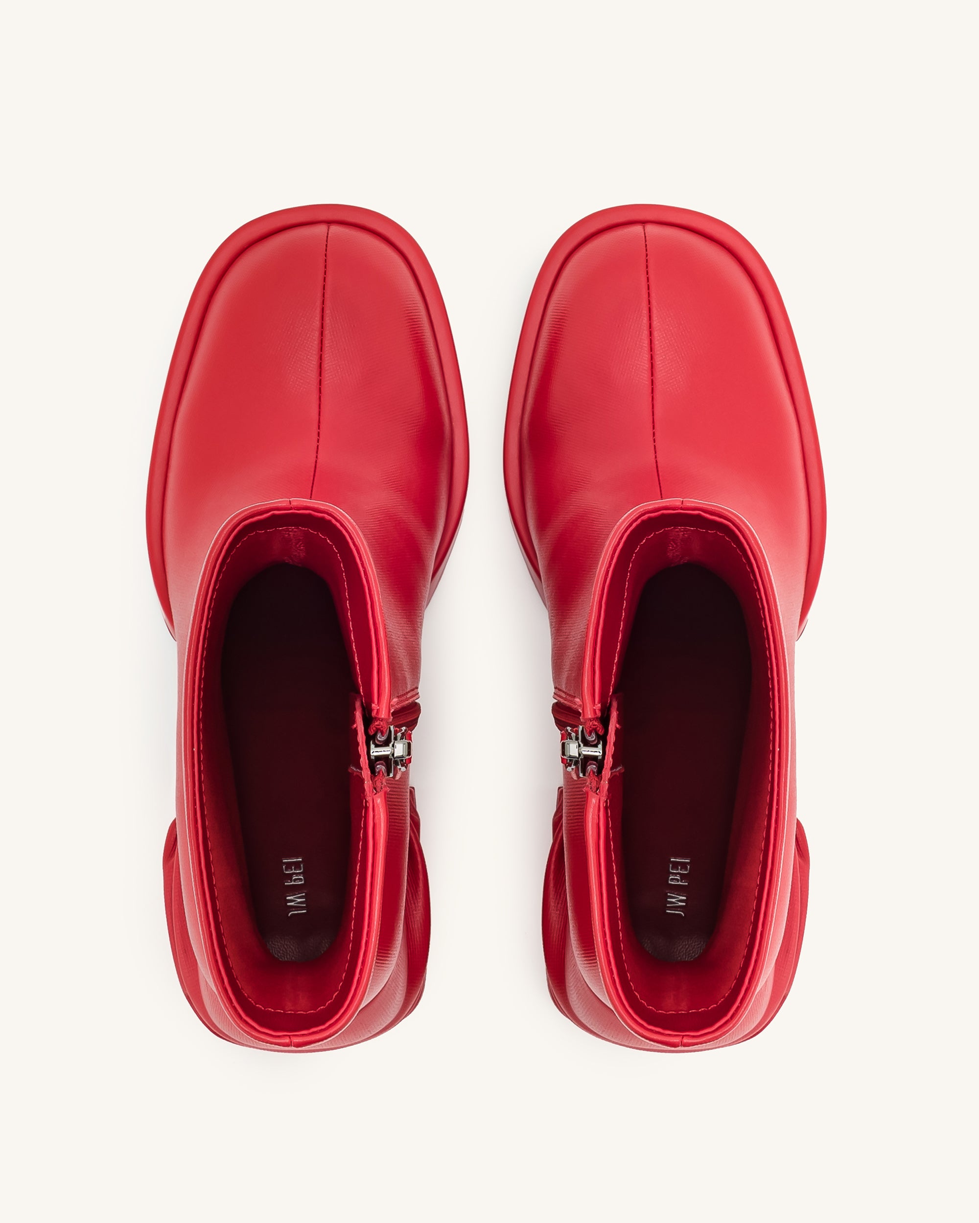 Saylor Round Toe Platform Ankle Boots - Red - Image 3