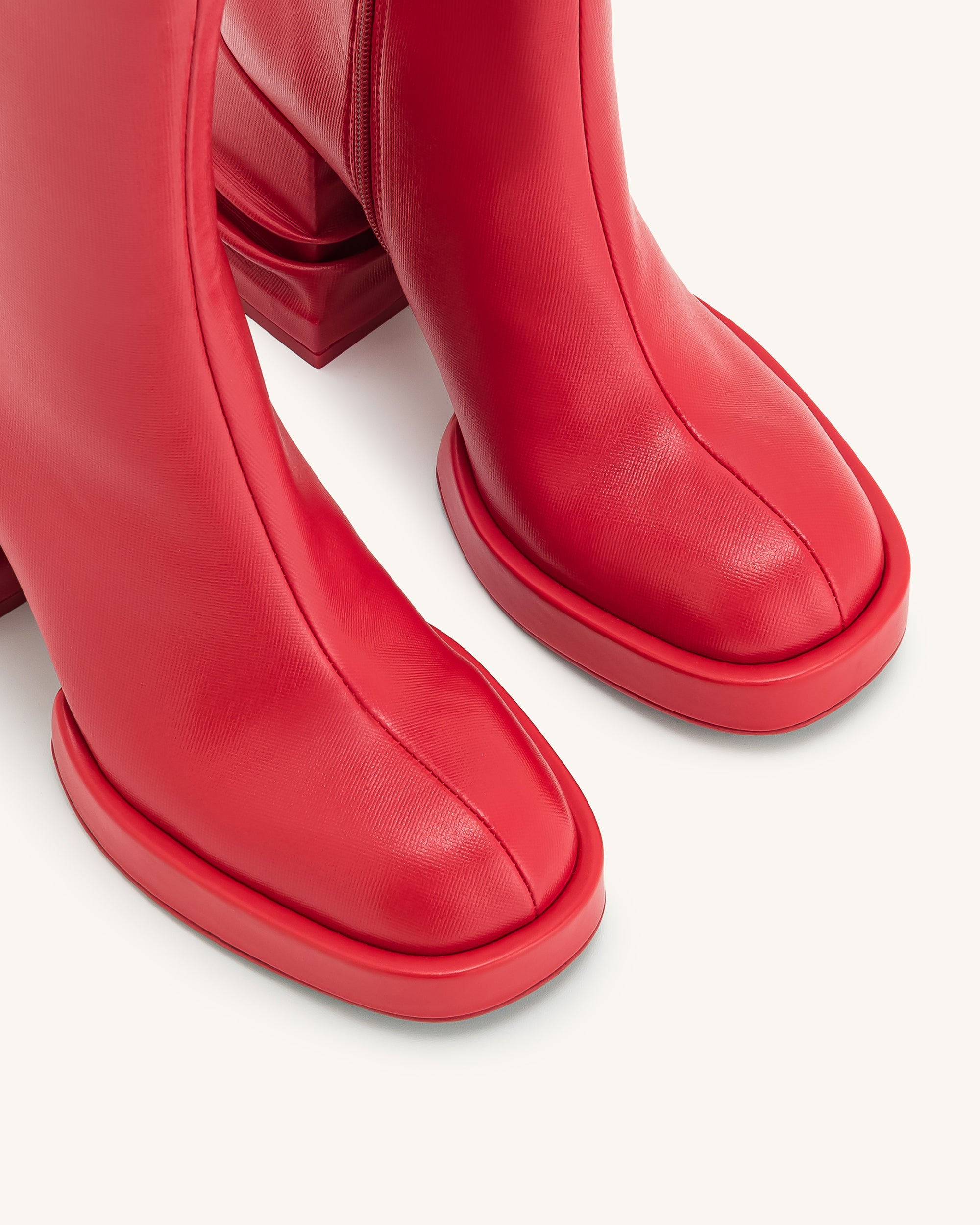Saylor Round Toe Platform Ankle Boots - Red - Image 5