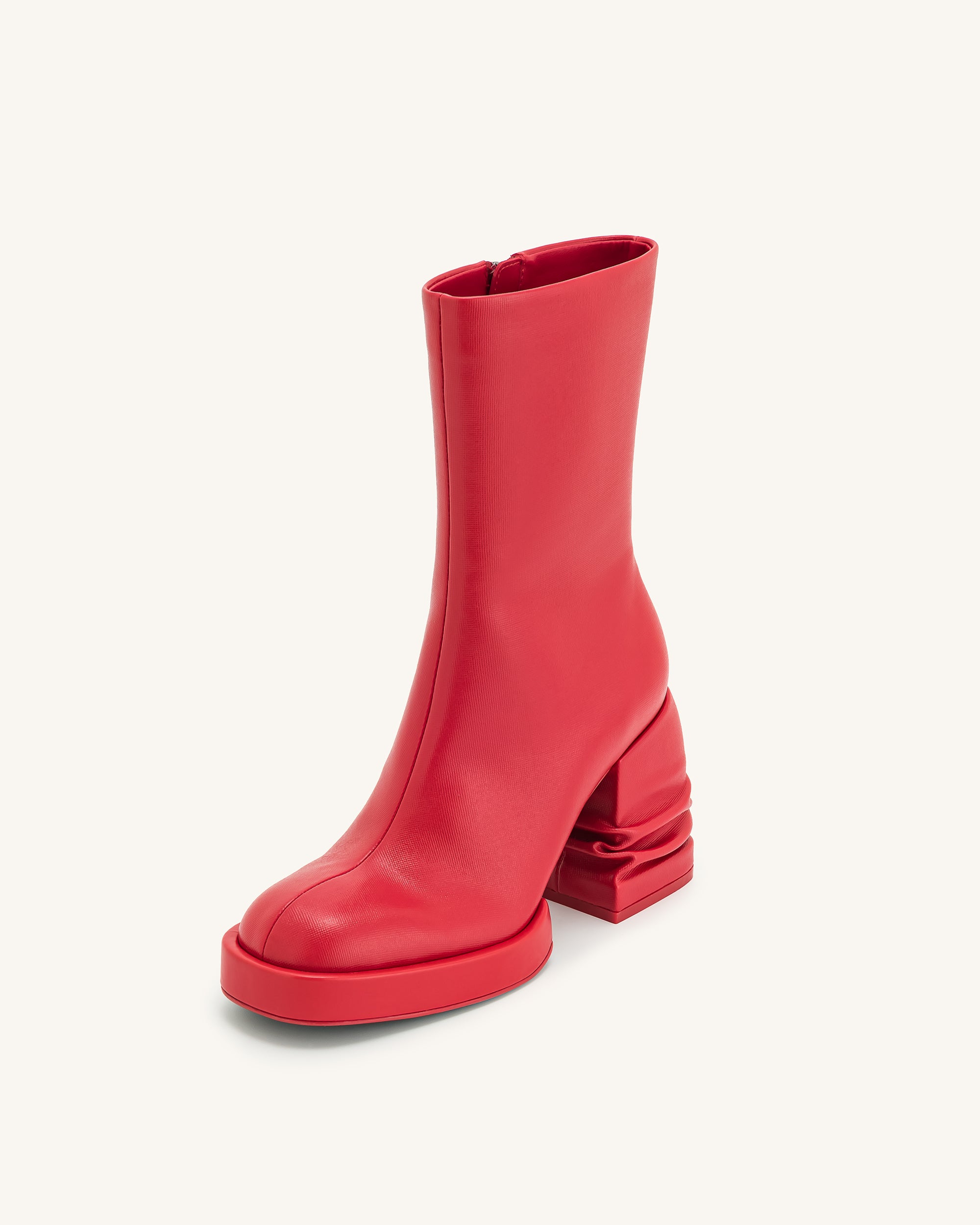 Saylor Round Toe Platform Ankle Boots - Red - Image 6