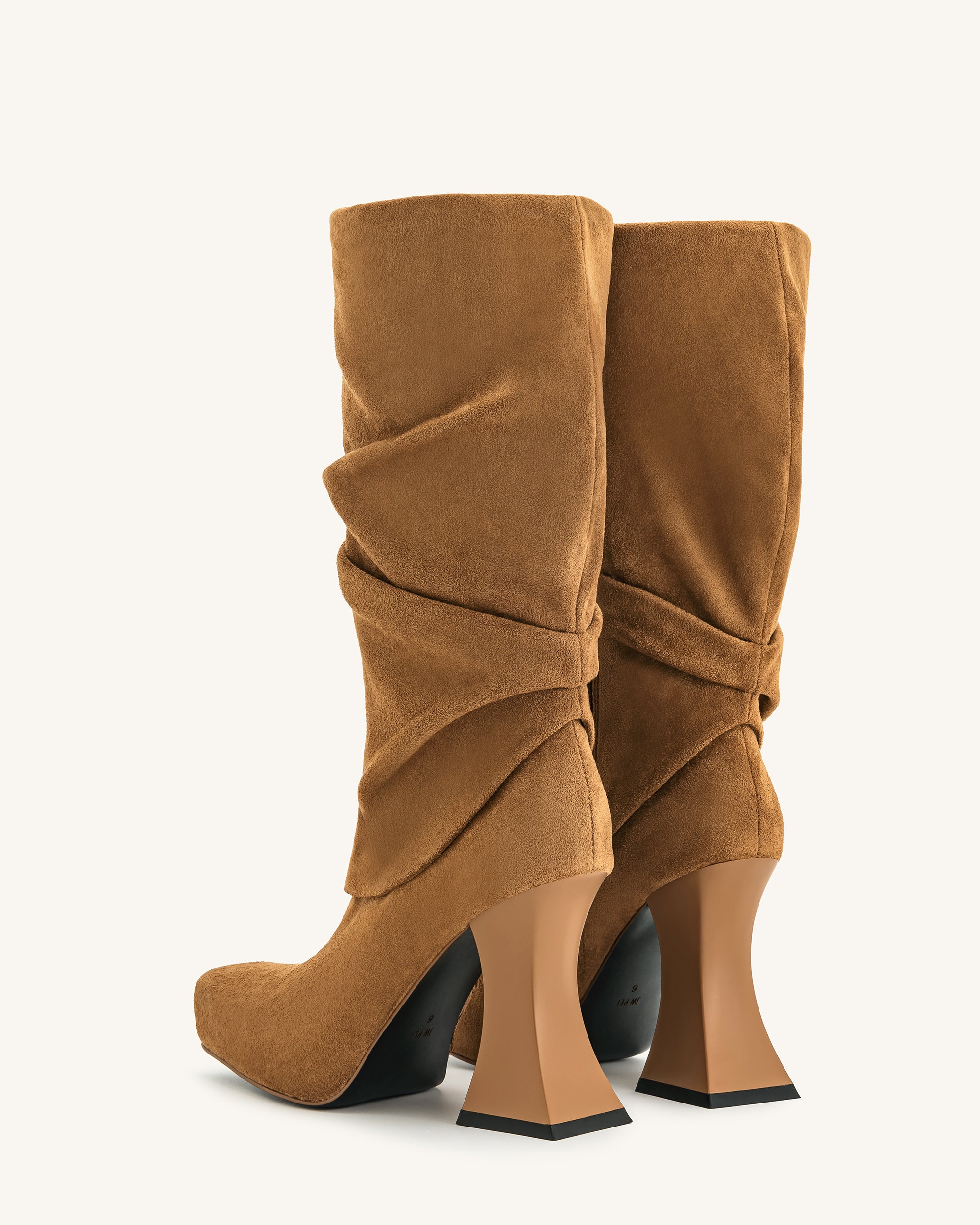 Reyna Square Toe Platform Knit Boots - Brown - Image 5