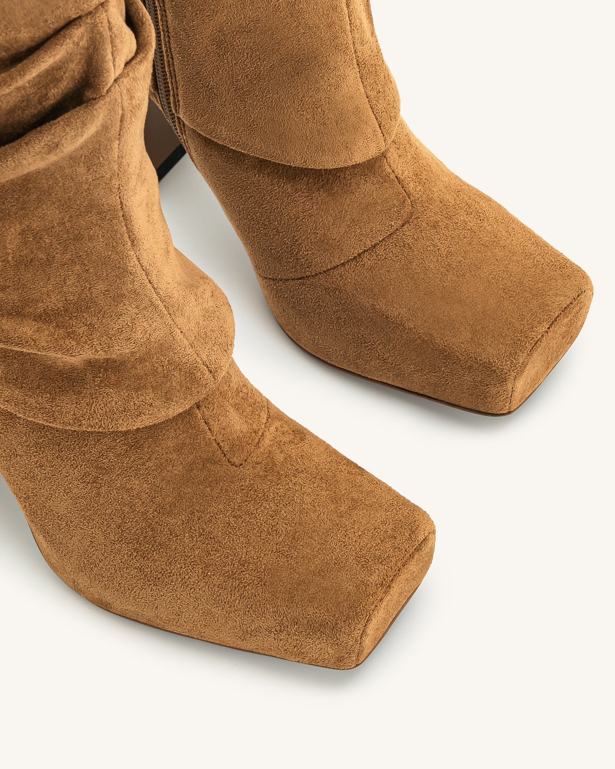 Reyna Square Toe Platform Knit Boots - Brown - Image 6