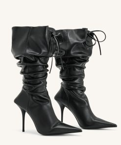 Olivia Leather High Heel Boots - Black