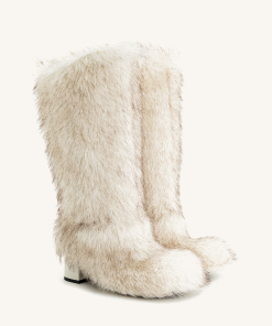 Isabella Slouchy Faux Fur Boots - White