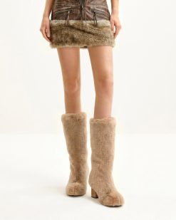 Alternative view of Isabella Slouchy Faux Fur Boots - Beige