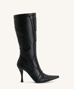 Odette Futuristic Heeled Bike Boots - Black