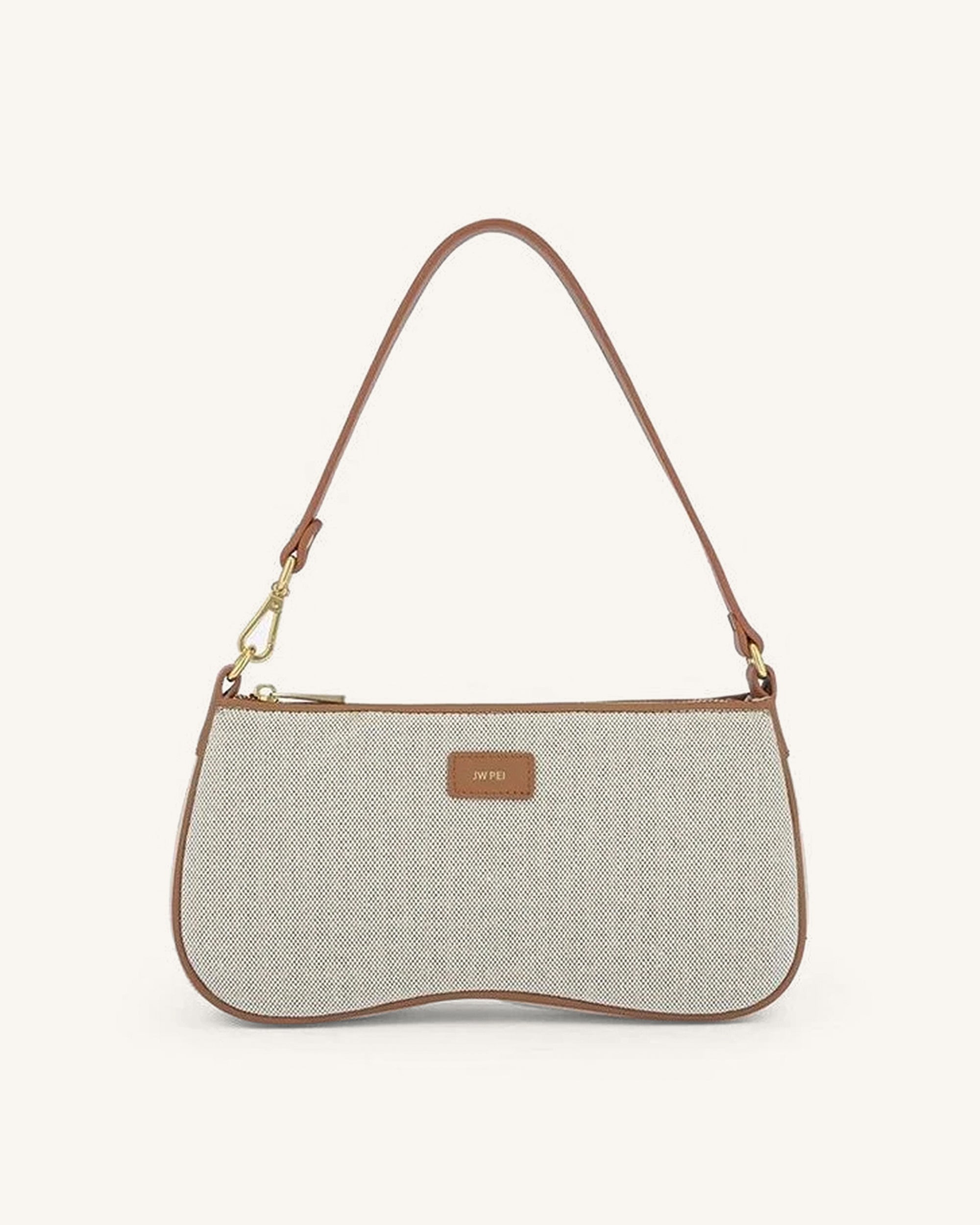 Eva Shoulder Handbag - Beige Canvas - Image 3