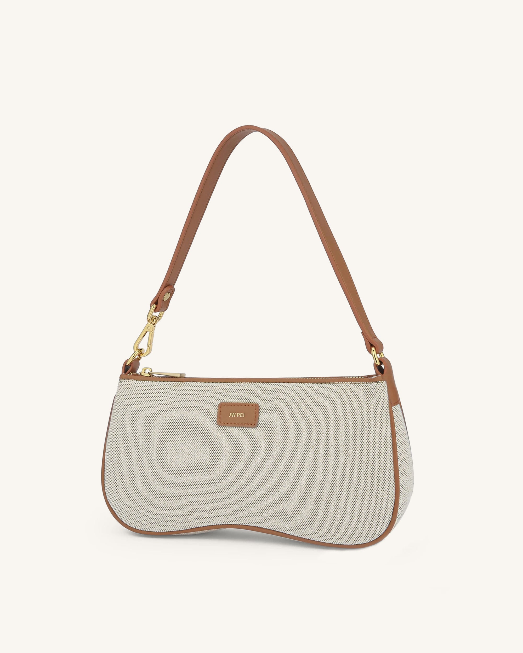 Eva Shoulder Handbag - Beige Canvas - Image 2