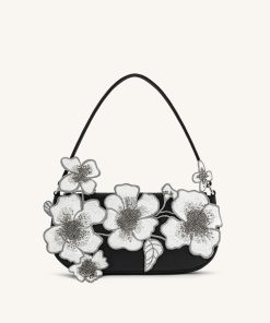 Leona Bead Embellished Shoulder Bag - Black