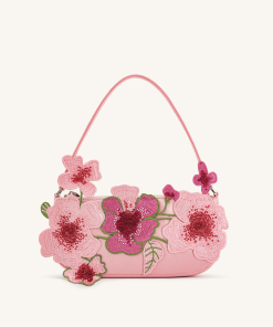 Leona Bead Embellished Shoulder Bag - Pink