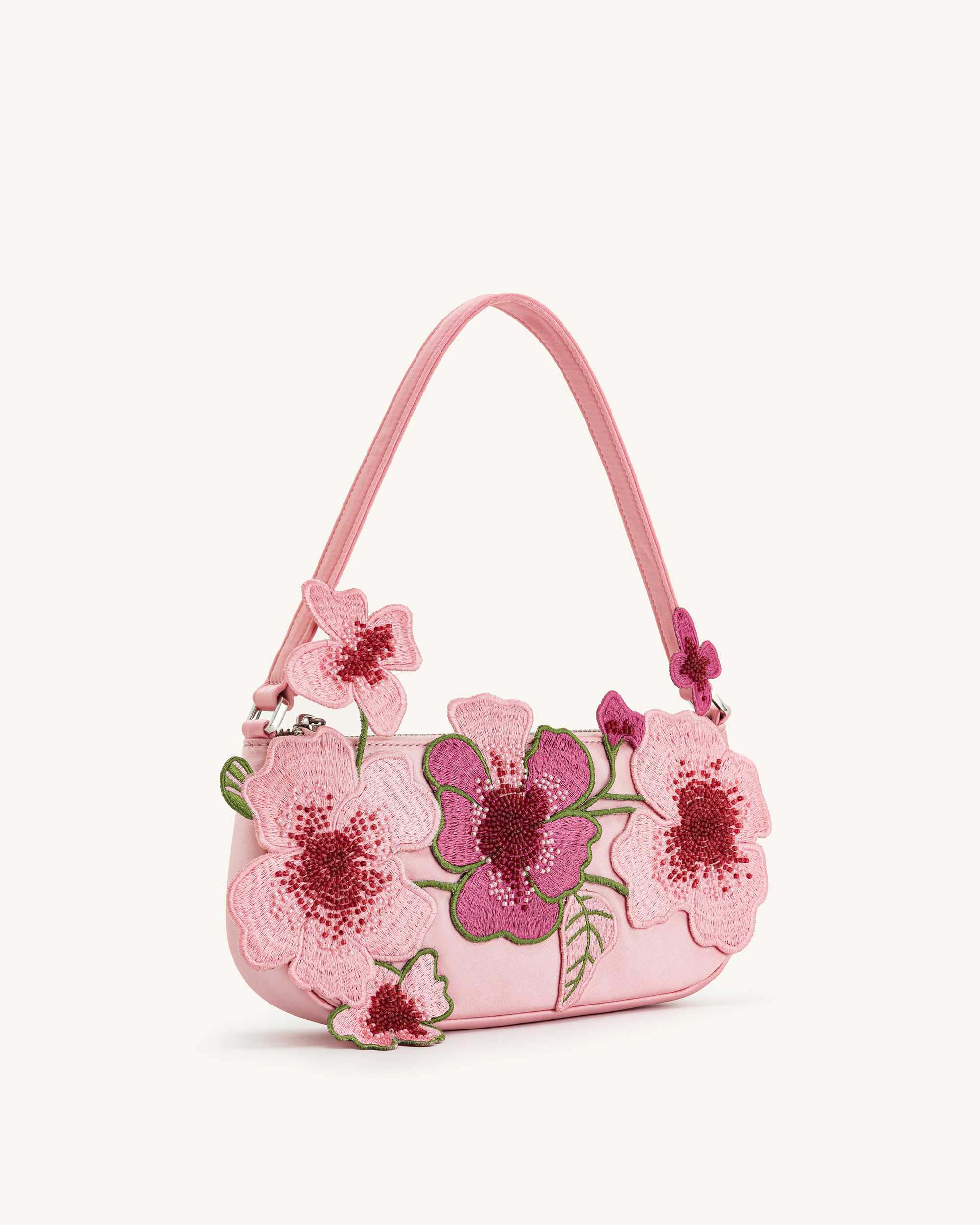 Leona Bead Embellished Shoulder Bag - Pink - Image 2