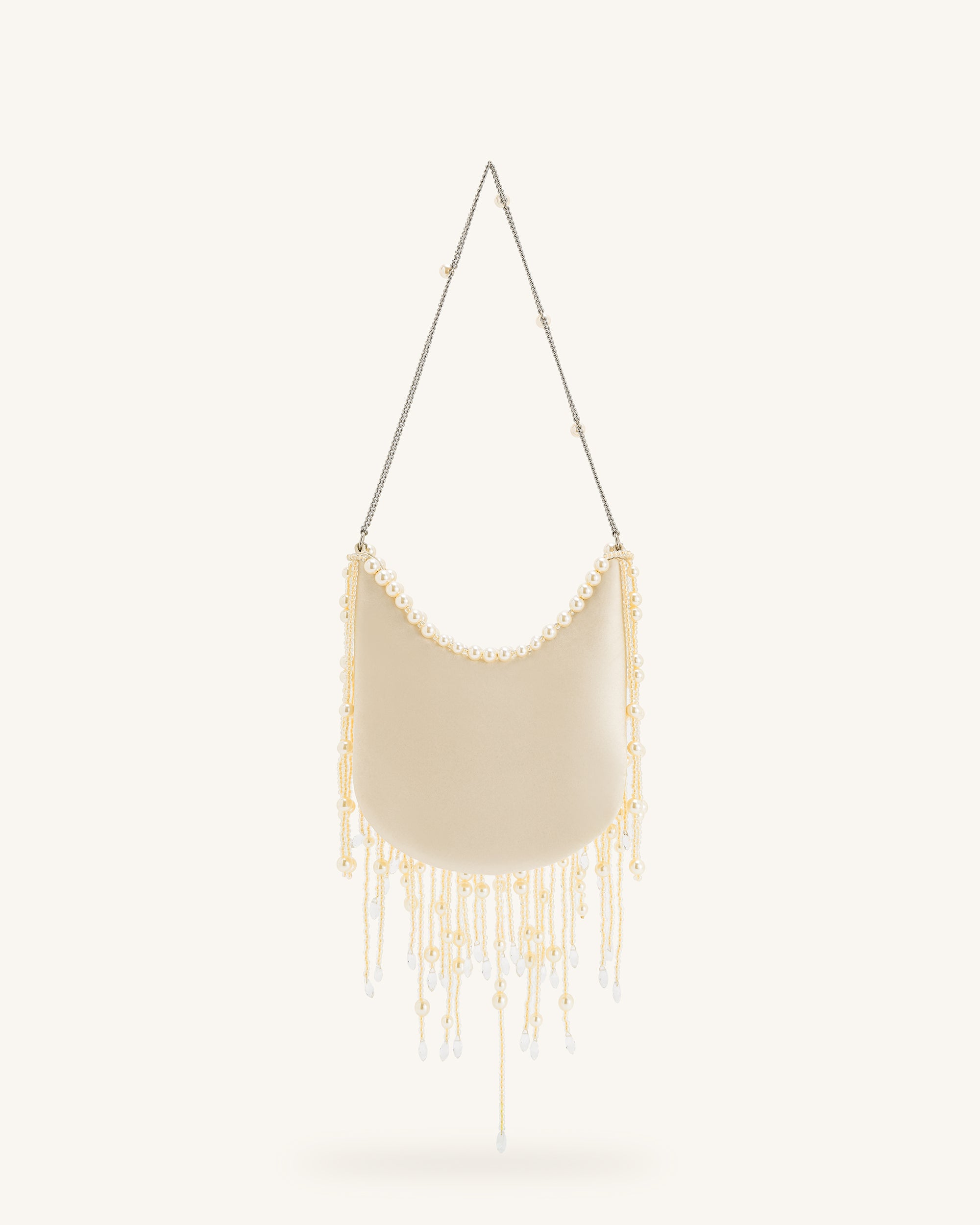 Elaine Pearl-Embellished Fringe Bag - White - Image 3