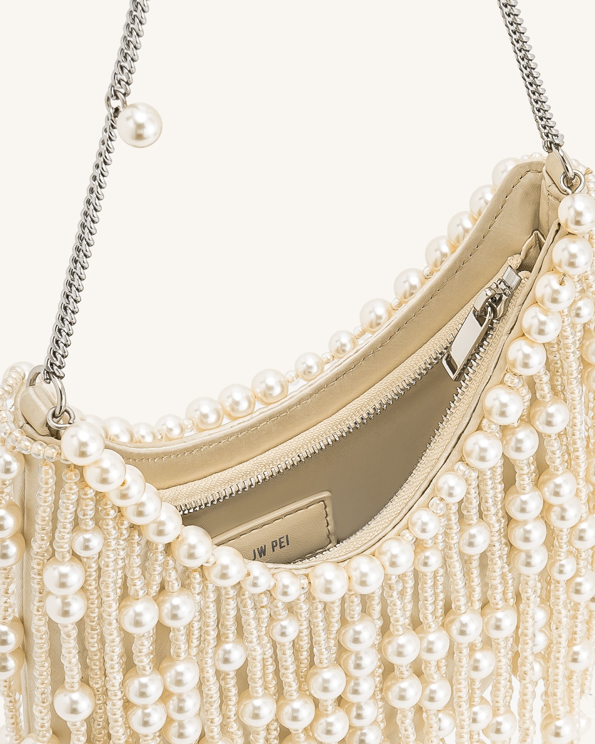 Elaine Pearl-Embellished Fringe Bag - White - Image 4