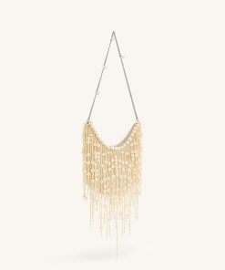 Alternative view of Elaine Pearl-Embellished Fringe Bag - White