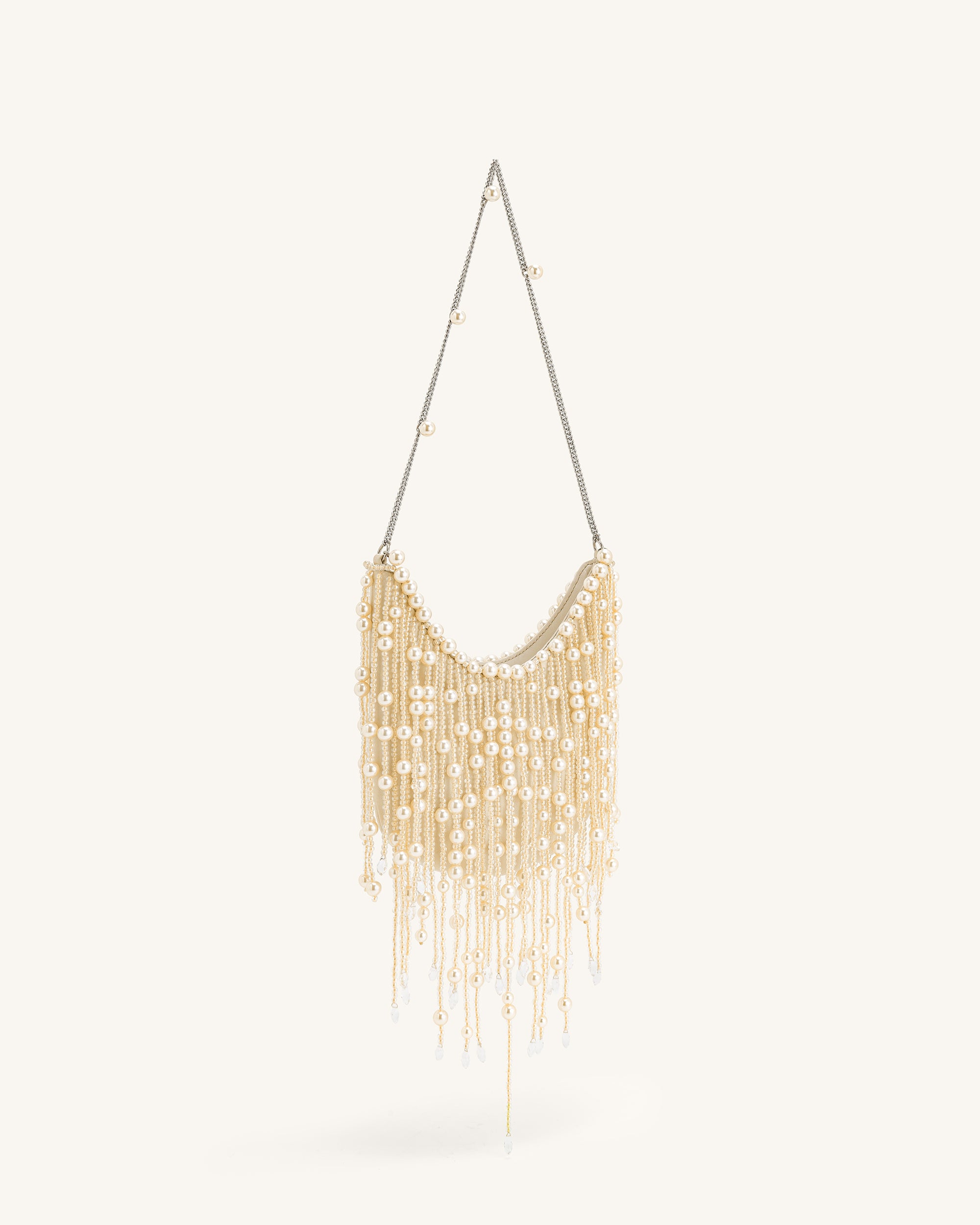 Elaine Pearl-Embellished Fringe Bag - White - Image 2
