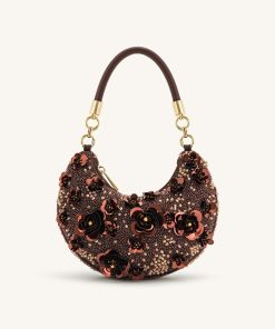 Livia Beaded Floral Hobo Bag - Brown