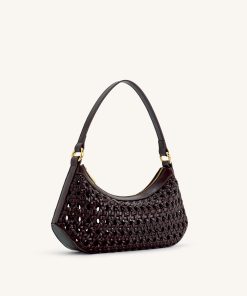 Alternative view of Lily Faux Bamboo Woven Shoulder Bag - Deep Claret
