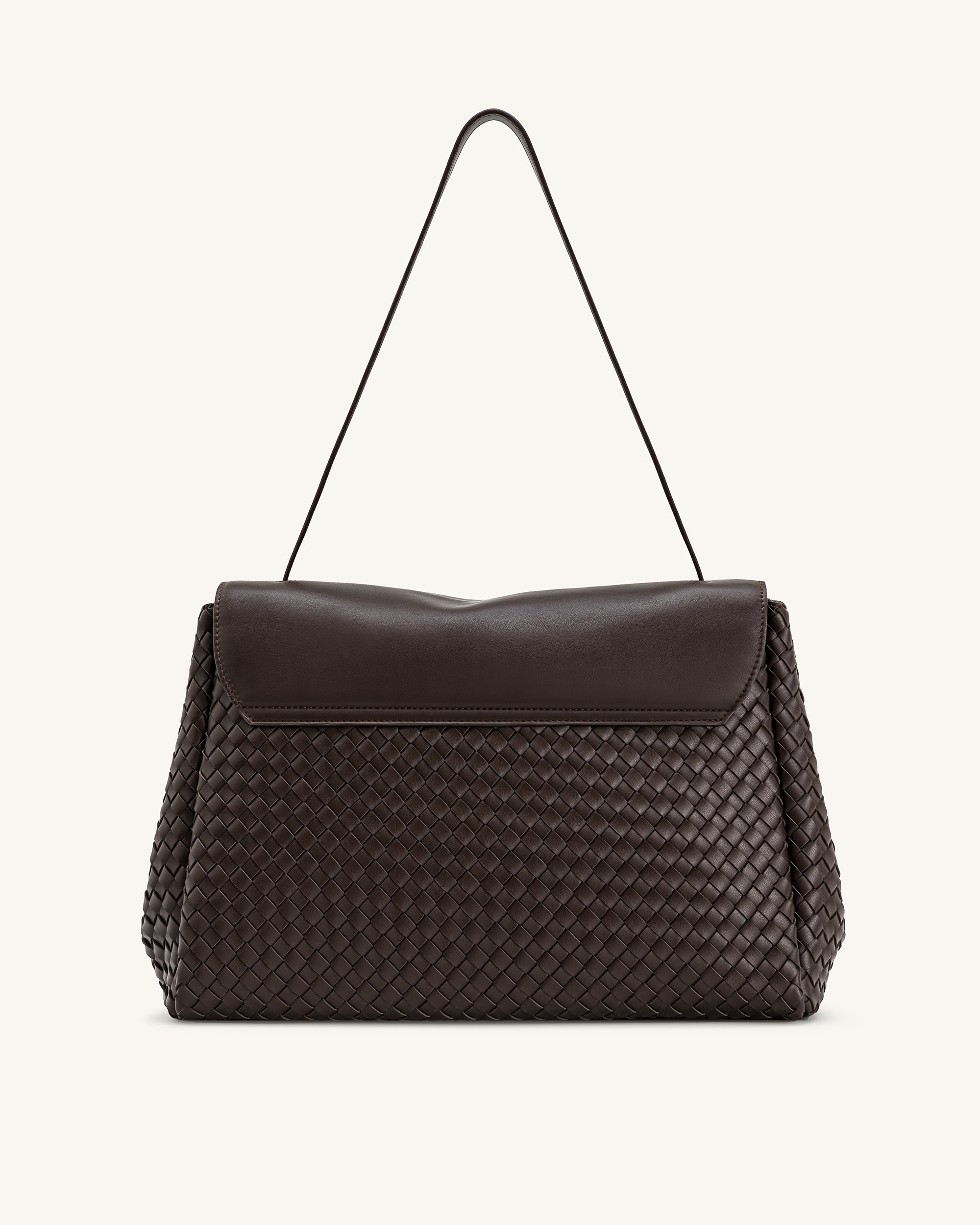 Hilary Woven Shoulder Bag - Dark Brown - Image 3