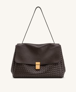 Hilary Woven Shoulder Bag - Dark Brown