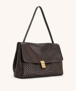 Alternative view of Hilary Woven Shoulder Bag - Dark Brown