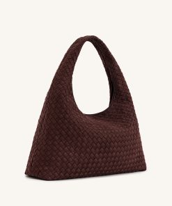 Alternative view of Iaura Faux Suede Woven Shoulder Bag - Dark Brown