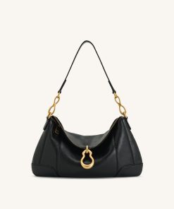 Jayla Metal Pendant Embellished  Shoulder Bag - Black