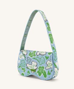 Alternative view of Becci Knitted Shoulder Bag - Flower Collection - Ice & Green & White & Gray