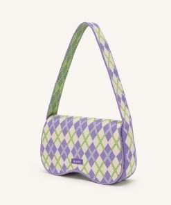 Alternative view of Becci Knitted Shoulder Bag - Purple & Ivory & Lime