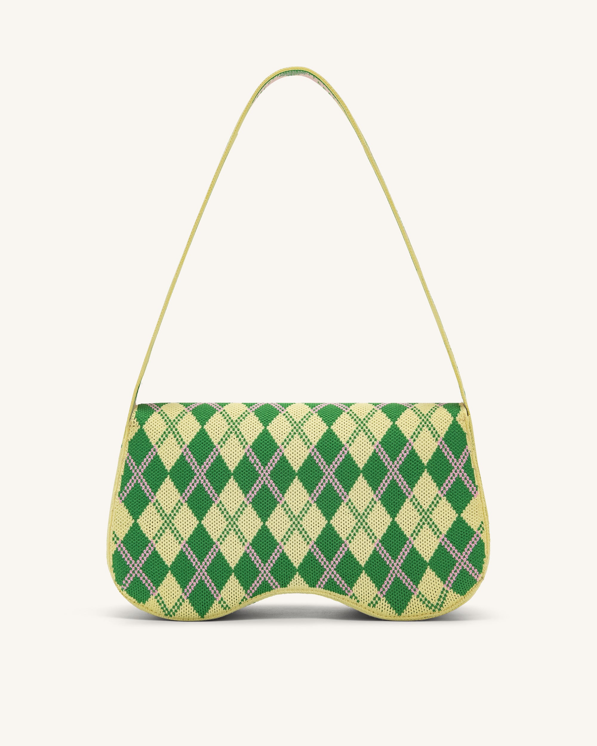 Becci Knitted Shoulder Bag - Light Yellow & Green & Pink - Image 3