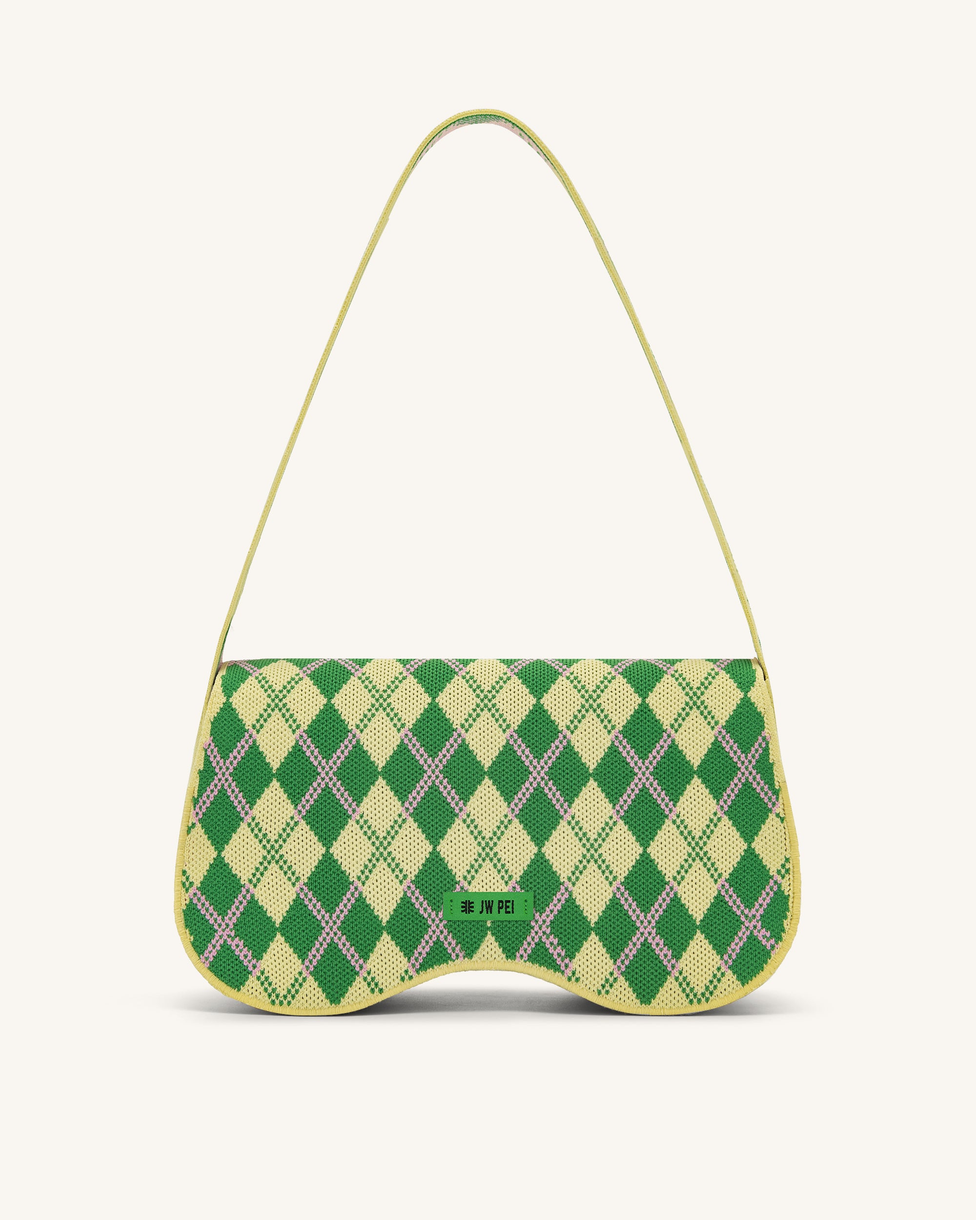 Becci Knitted Shoulder Bag - Light Yellow & Green & Pink