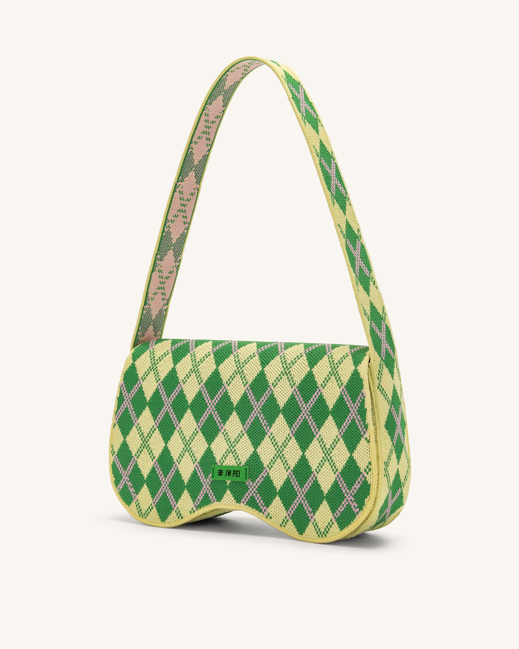 Becci Knitted Shoulder Bag - Light Yellow & Green & Pink - Image 2