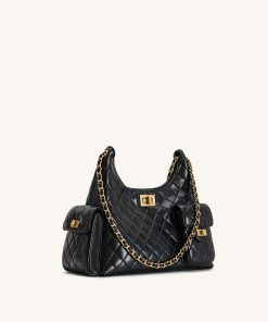 Alternative view of Vivian Quilted Chain Shoulder Bag - Black