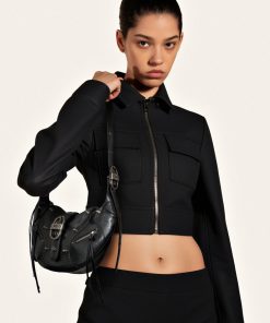 Alternative view of Tessa Crushed Shoulder Bag - Black