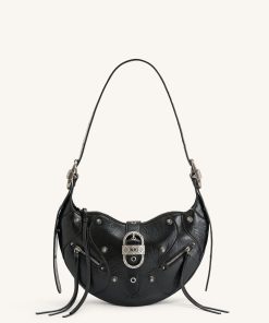 Tessa Crushed Shoulder Bag - Black