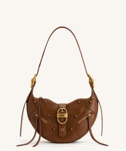 Tessa Crushed Shoulder Bag - Brown