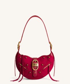 Tessa Suede Shoulder Bag - Deep Magenta