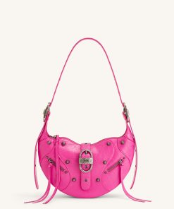 Tessa Crushed Shoulder Bag - Bright Pink
