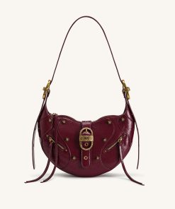 Tessa Studded Shoulder Bag - Burgundy