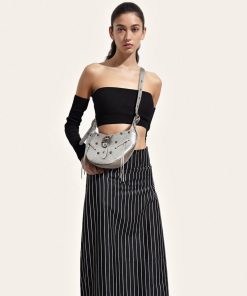 Alternative view of Tessa Metallic Pleating Shoulder Bag - Silver