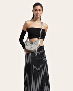 Alternative view of Tessa Metallic Pleating Shoulder Bag - Silver