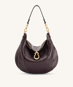 Daria Metal Pendant Embellished Shoulder Bag - Dark Brown