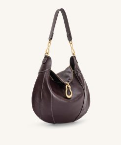 Alternative view of Daria Metal Pendant Embellished Shoulder Bag - Dark Brown
