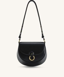 Diana Ring Flap Saddle Bag - Black