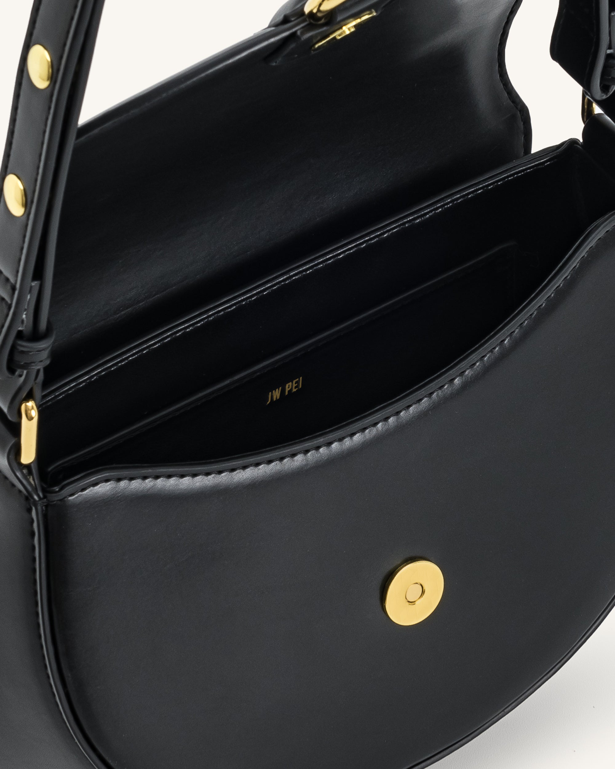 Diana Ring Flap Saddle Bag - Black - Image 4