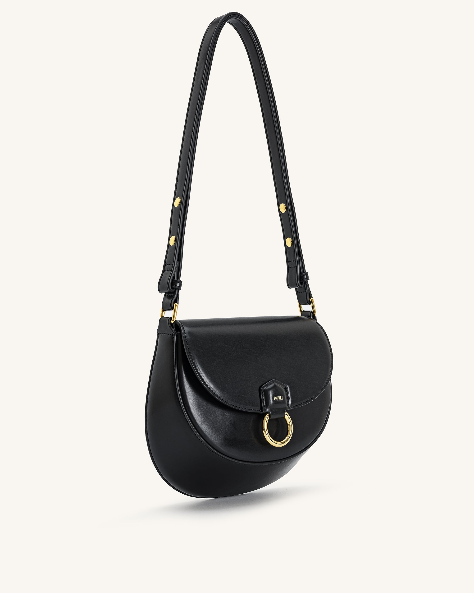 Diana Ring Flap Saddle Bag - Black - Image 2