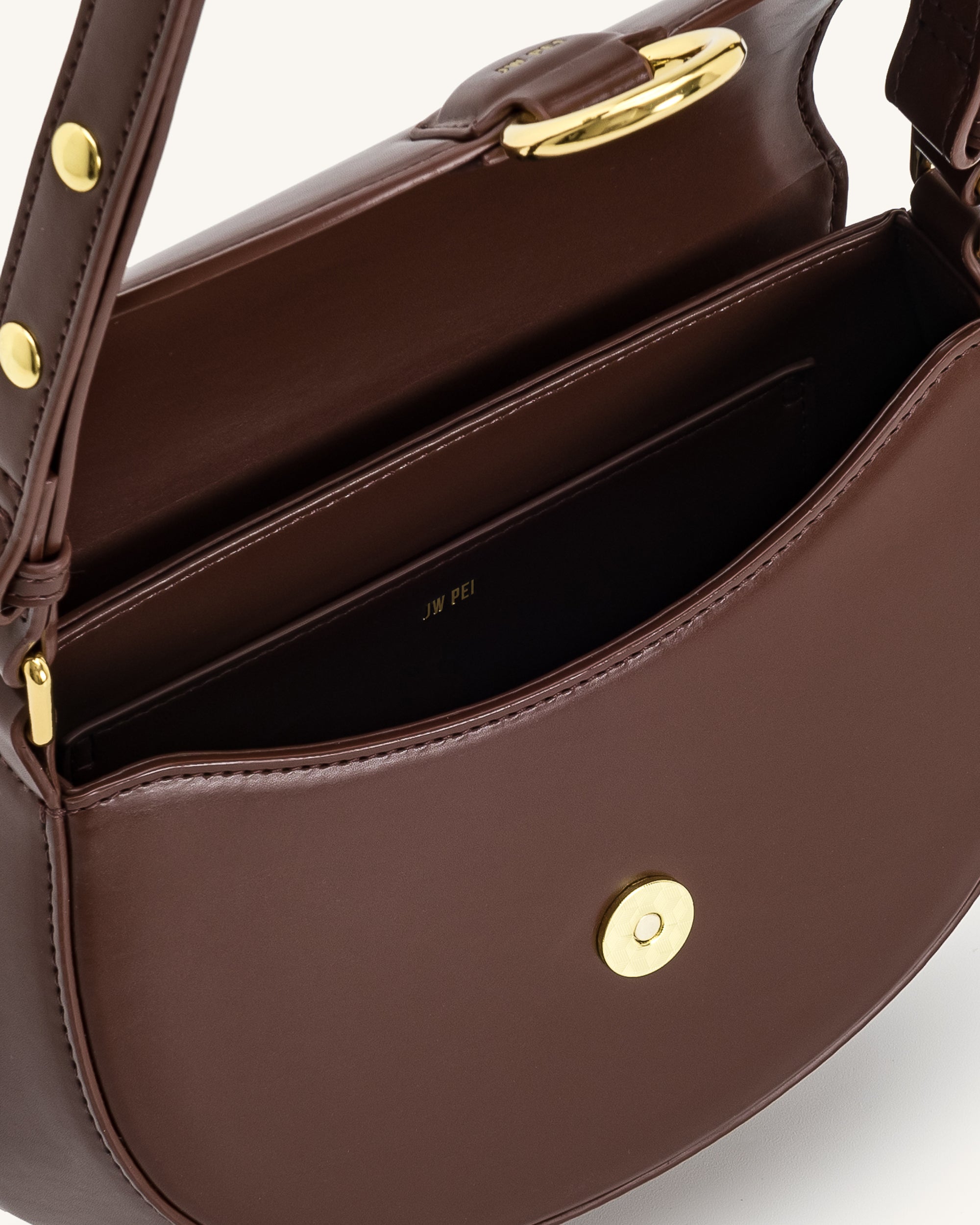 Diana Ring Flap Saddle Bag - Brown - Image 4