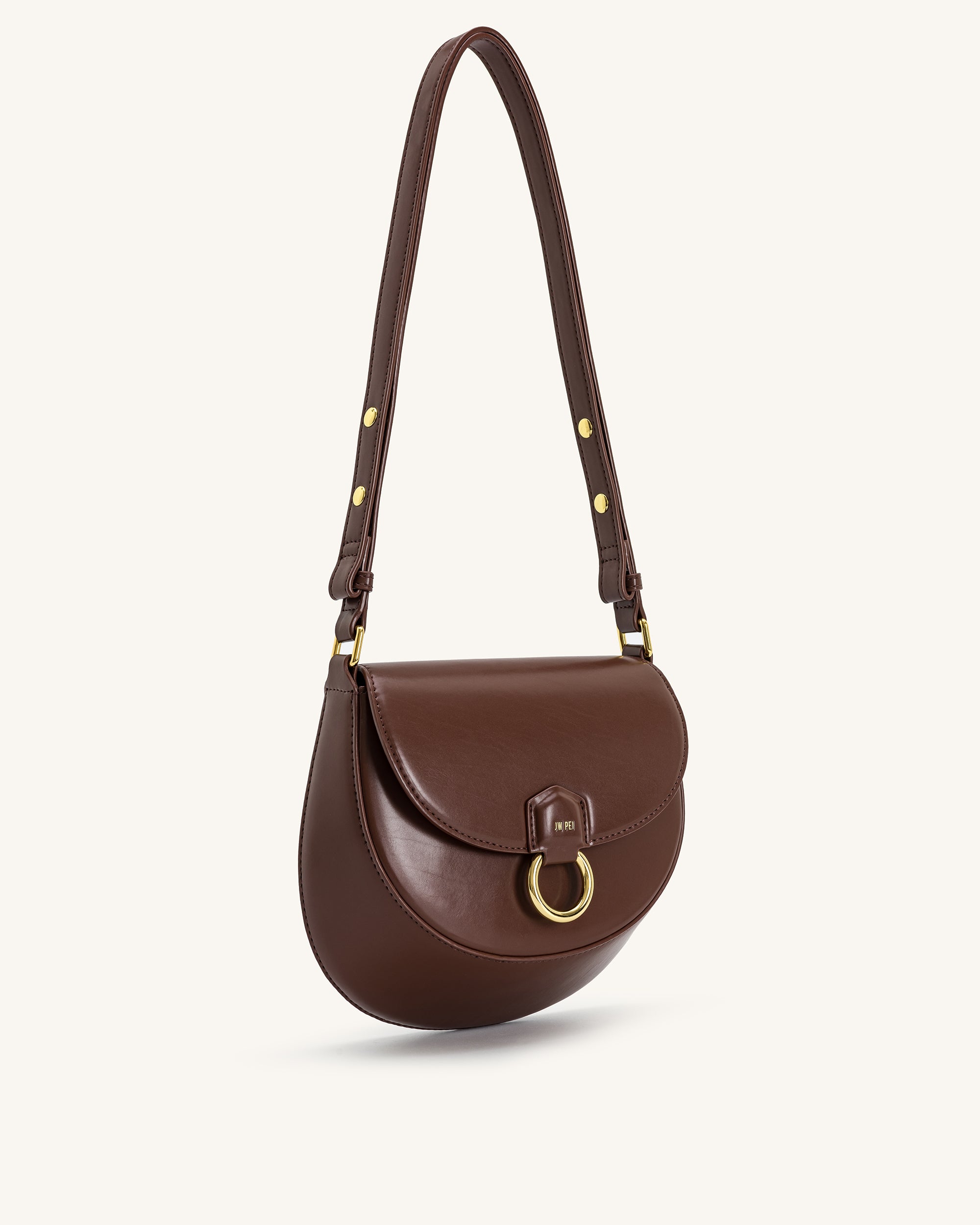 Diana Ring Flap Saddle Bag - Brown - Image 2