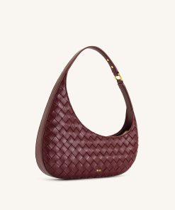 Alternative view of Harlee Weave Texture Shoulder Bag - Burgundy