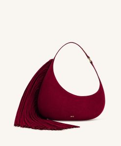 Alternative view of Harlee Faux Suede Fringe Shoulder Bag - Burgundy
